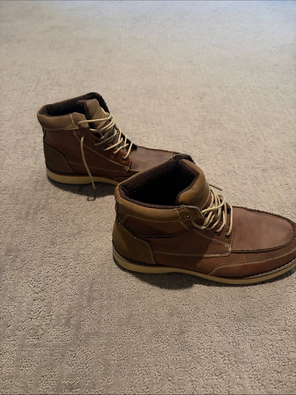 Sonoma Men's Tan and Brown Lace-Up Work-Style Boots